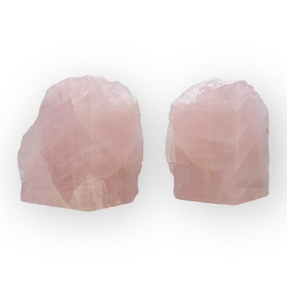 Natural Crystal Bookends Rose Quartz Stone Pink Book Ends Unique Home Decor (BD) - Picture 3 of 10